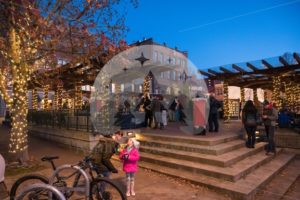 Fairhaven Village Green at Christmas - Northwest Stock Images