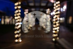 Village Green Light Boken at Night - Northwest Stock Images