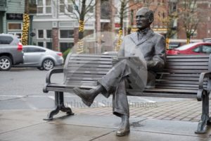 Statue on Bench in Fairhaven - Northwest Stock Images
