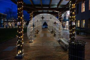 Village Green Lights at Night - Northwest Stock Images