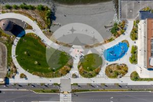 Waypoint Park Top-Down Drone - Northwest Stock Images